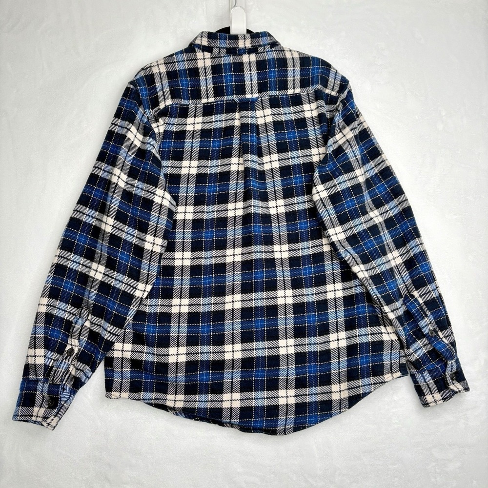 Orvis Classic Collection Mens Plaid Flannel Shirt Button Up M Blue Black White - Picture 2 of 10